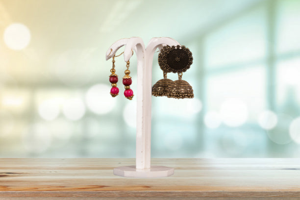 Acrylic Earring Stand | White Color | For 2Pair